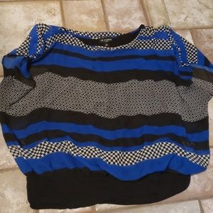 New! Cute banded blue top. Size 2X